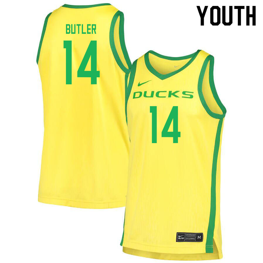 Youth # #14 Ethan Butler Oregon Ducks College Basketball Jerseys Sale-Yellow